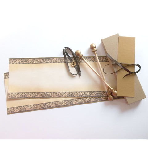unassembled decorative scroll kit with brooch and gift box