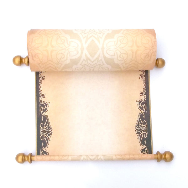 Blank Scroll in Brown and Gold for Hand Writing and Calligraphy, 8x20 Paper