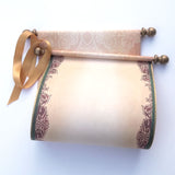 Blank Scroll for Handwriting with Red, Green and Aged Gold Accents, 8x20" Parchment Paper