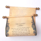 Custom parchment scroll in navy and aged gold, 8x19 inches paper, personalized with your own words, handmade