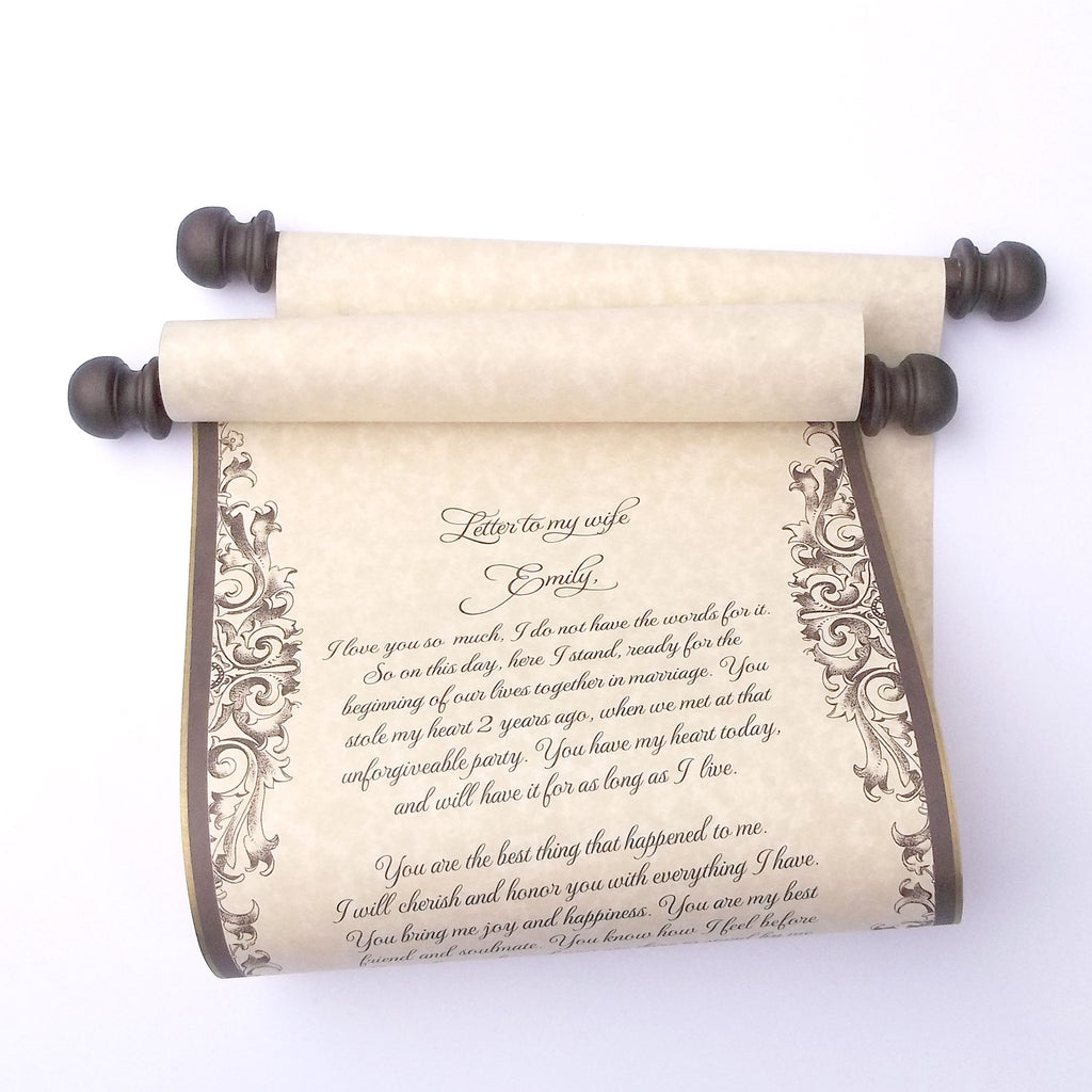 Costom Scrolls Elegant scroll in gold & brown, blank or custom printed scroll ...