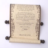 Elegant scroll in gold & brown, blank or custom printed scroll, personalized gift, marriage anniversary, 8x18" parchment paper