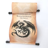 Personalized Dragon scroll, 8x20 in parchment paper, RPG fantasy scroll, sets of multiples
