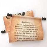 Personalized Dragon scroll, 8x20 in parchment paper, RPG fantasy scroll, sets of multiples