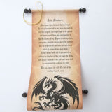Personalized Dragon scroll, 8x20 in parchment paper, RPG fantasy scroll, sets of multiples