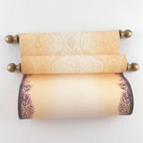 Parchment scroll with purple and aged gold accents, 8x19 inches paper, handmade, blank or customized