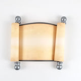 Blank paper scroll for handwritten messages, aged paper with pewter and black accents, 5x12" paper