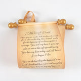 Custom printed scroll with gift box for a personal message, 5x12" aged paper