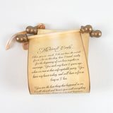 Vintage style custom printed scroll with gold accents, 5x13 paper, optional gift box