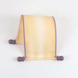 Blank scroll with purple accents and gift box, 5x12 inches paper