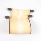 Blank paper scroll for handwritten messages, aged paper with brown accents, 5x12" paper