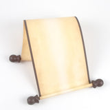 Blank paper scroll for handwritten messages, aged paper with brown accents, 5x12" paper