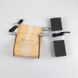Custom Message Scroll with Black Accents, 5x12" paper, black gift box