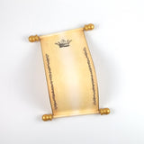 Royal crown and floral border on aged paper scroll, optional gift box