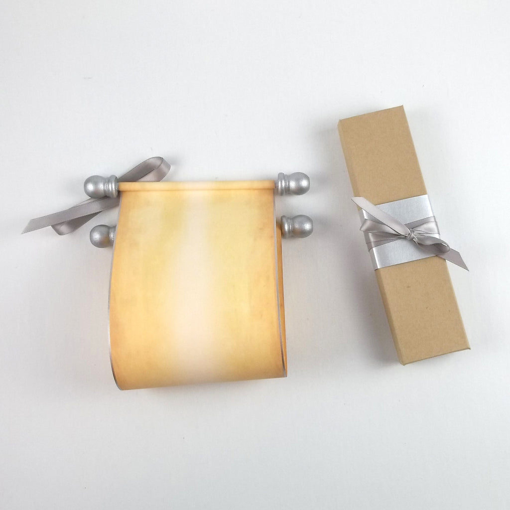 Wide Scroll Blank scroll with silver accents, boxed - 5 inches wide paper