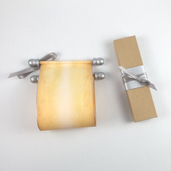 Blank scroll with silver accents, boxed - 5 inches wide paper