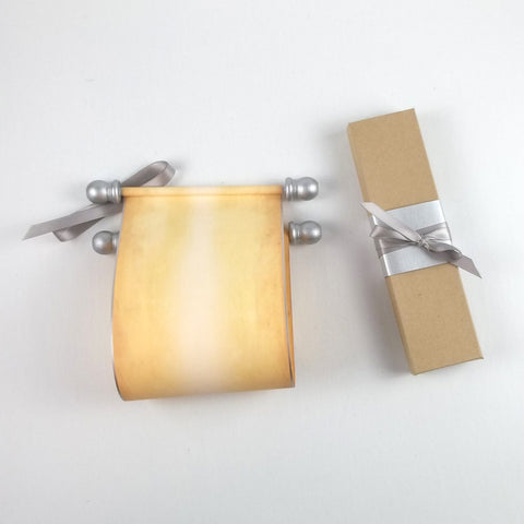 Blank scroll with silver accents, boxed - 5 inches wide paper