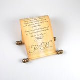 Custom printed scroll with gift box for a personal message, 5x12" aged paper