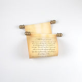 Custom printed scroll with gift box for a personal message, 5x12" aged paper