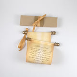 Custom printed scroll with gift box for a personal message, 5x12" aged paper
