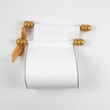 Blank white paper scroll with gift box for hand writing a personal message, 5x12" paper