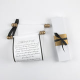 Custom printed scroll, 5x13 white paper, with optional gift box