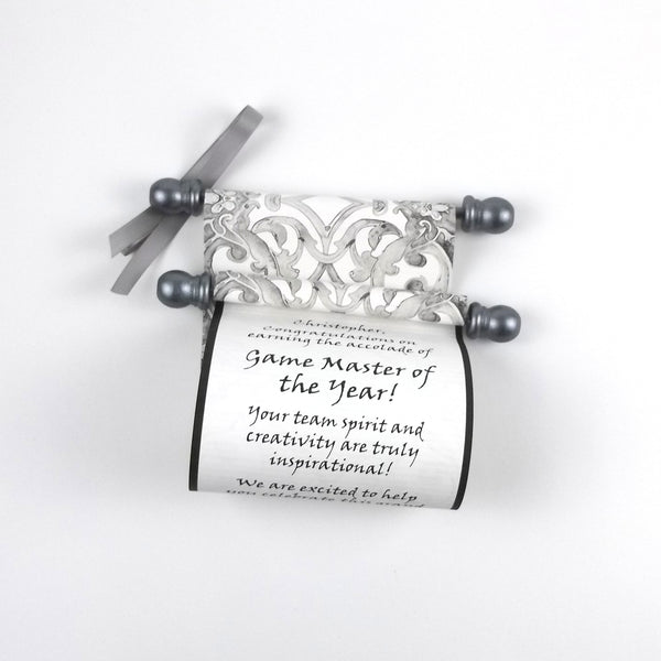 Personalized Scroll with Decorative Damask, 5x12" paper, optional gift box
