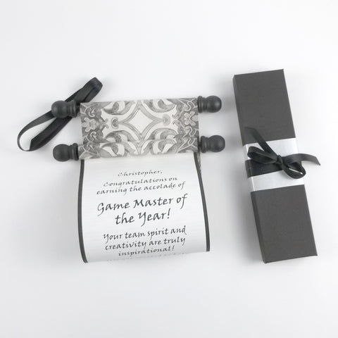 Customized Message Scroll, Regency Style, 5x12" paper, optional gift box