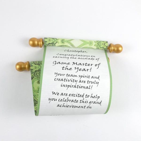 Customized Message Scroll, Regency Style, 5x12" paper, optional gift box