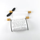 Custom printed scroll, 5x13 white paper, with optional gift box