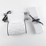 Custom Message Scroll in Black and Grey, 5x12" paper, with gift box