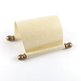 Blank paper scroll with gold accents and gift box, 5x12" tan parchment paper