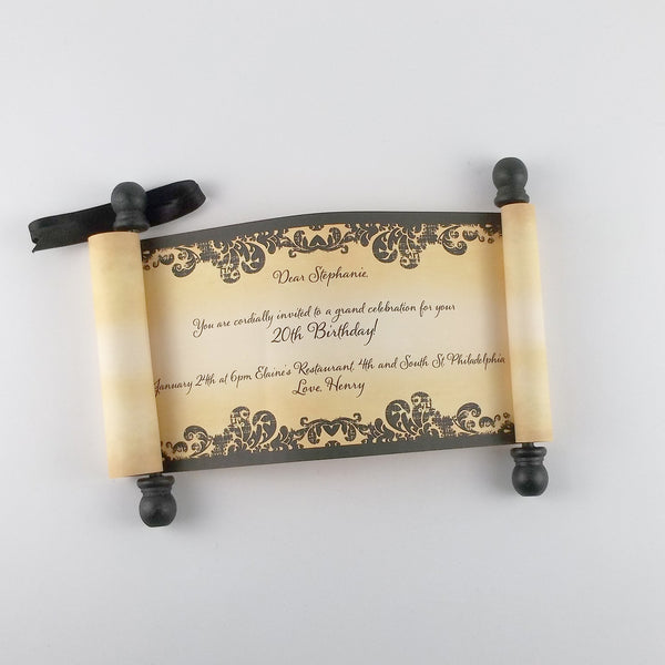 Custom Message Scroll, Vintage Style, 5x12" paper, optional gift box