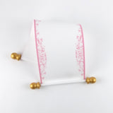 Pink and gold paper scrolls with princess crown for a fairytale celebration, 5x13" paper, blank
