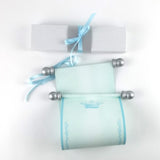 Blue and silver fairytale princess blank paper scroll with optional crown and gift box