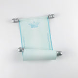 Blue and silver fairytale princess blank paper scroll with optional crown and gift box
