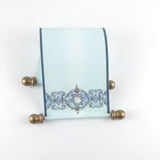 Regency decorative blue paper scroll for hand writing, 5x12" paper, blank