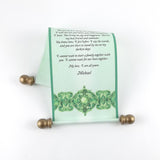 Victorian Style Custom Message Scroll with Gold Accents, 5x12" paper, optional gift box