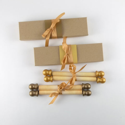 Custom printed scroll with gift box for a personal message, 5x12" aged paper