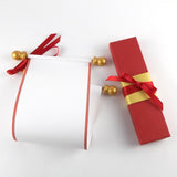 Blank white paper scroll with gift box for hand writing a personal message, 5x12" paper