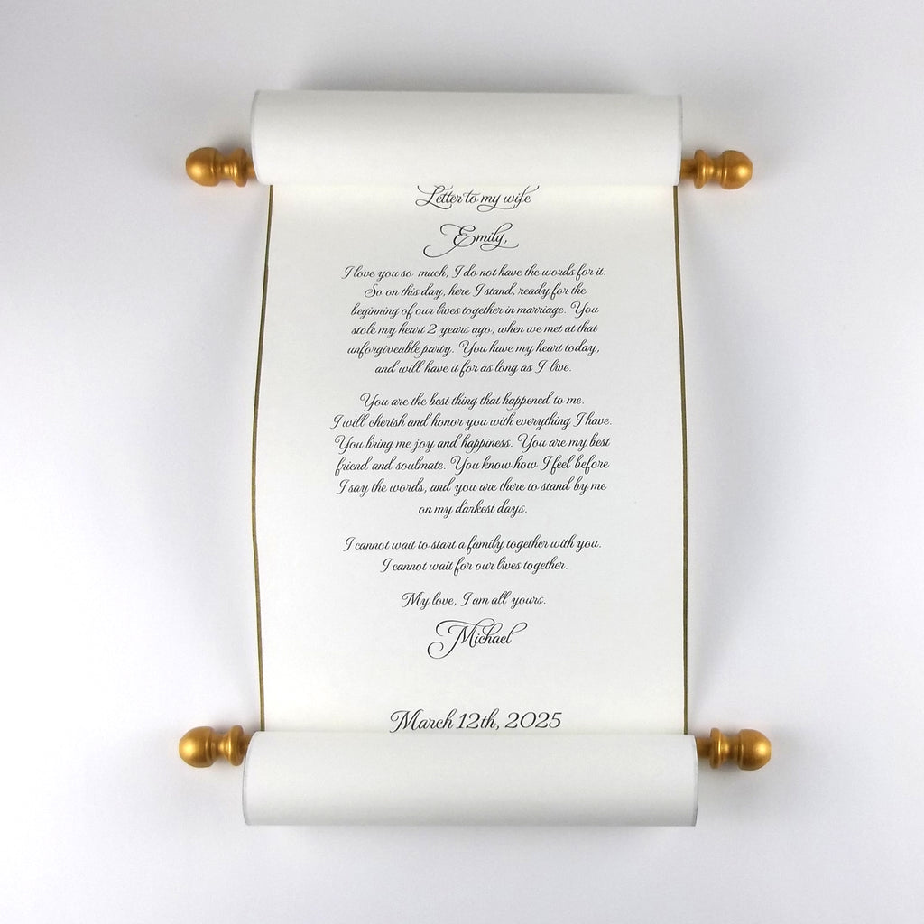 Costom Scrolls Wedding vows custom printed parchment scroll with brooch for vows and ...