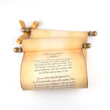 Custom parchment scroll, 8x19 inches paper, personalized with your own words, handmade