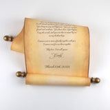 Custom parchment scroll, 8x19 inches paper, personalized with your own words, handmade
