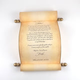 Custom parchment scroll, 8x19 inches paper, personalized with your own words, handmade