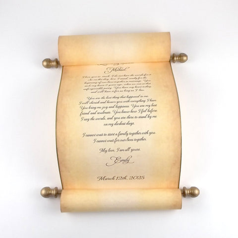 Custom parchment scroll, 8x19 inches paper, personalized with your own words, handmade