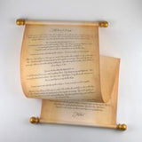 Large custom printed scroll, 11x32" aged parchment paper, handmade in the USA