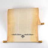 Personalized guest list scroll, gold accents, 11x21 inches aged parchment paper. damask design