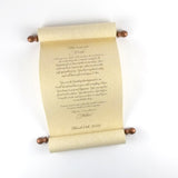 Custom printed tan parchment scroll, 8x20" paper, sets of multiples