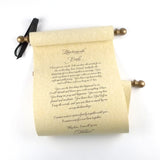 Custom printed tan parchment scroll, 8x20" paper, sets of multiples