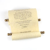 Custom printed tan parchment scroll, 8x20" paper, sets of multiples